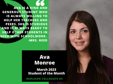 Ava Monroe Student of the Month